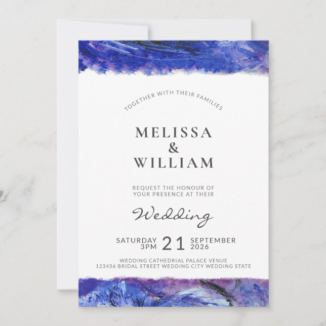 Art Blue Wedding Invitation (Front)