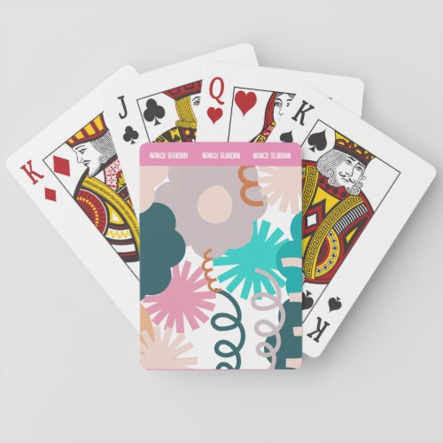 Art Boho Abstract Wavy Swirl Lines Terracotta  Poker Cards