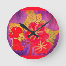 ART BRIGHT SHINY FLOWER DESIGN RED GREEN MAUVE