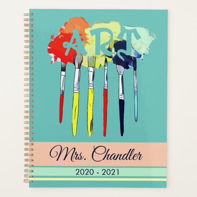 Art Brushes and Paint Art Teacher Planner (Front)
