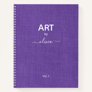 Art By Custom Name Purple Linen Photo Notebook