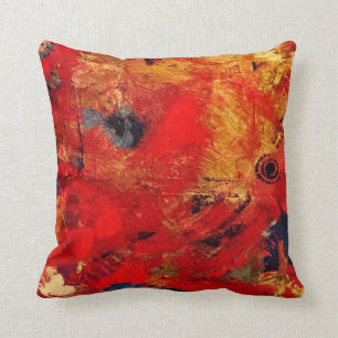 Art by DS Watkins Red and Gold Abstract Throw Pillow