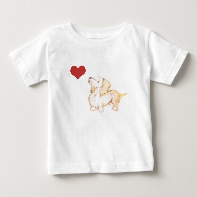 "Art by Heather" love Dachshund childs tshirt (Front)