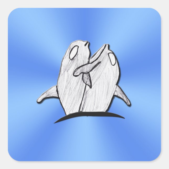 Art by Kids - Dolphins Hugging Stickers Square (Front)