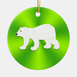 Art by Kids - Polar Bear Sketch - Green Ornaments