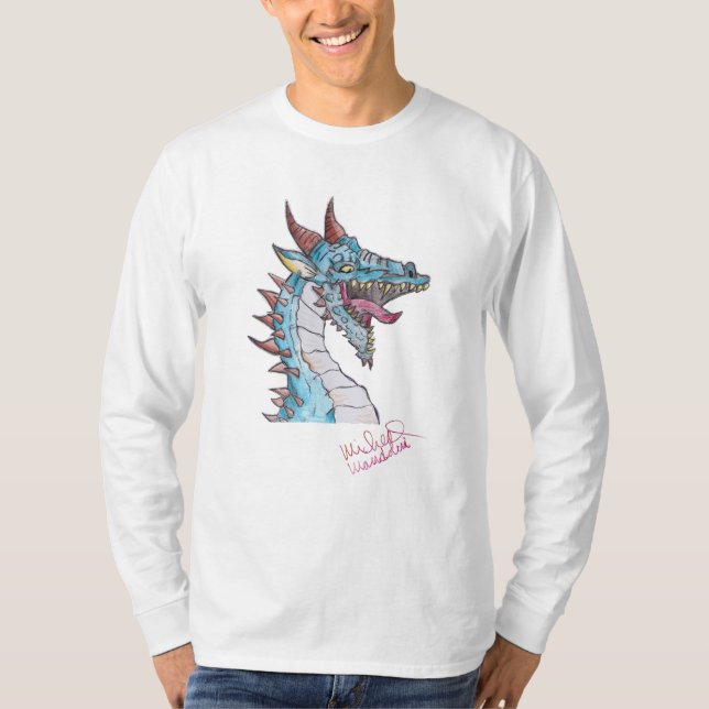 Art by Micheal Blue Dragon Long Sleeve T Shirt (Front)