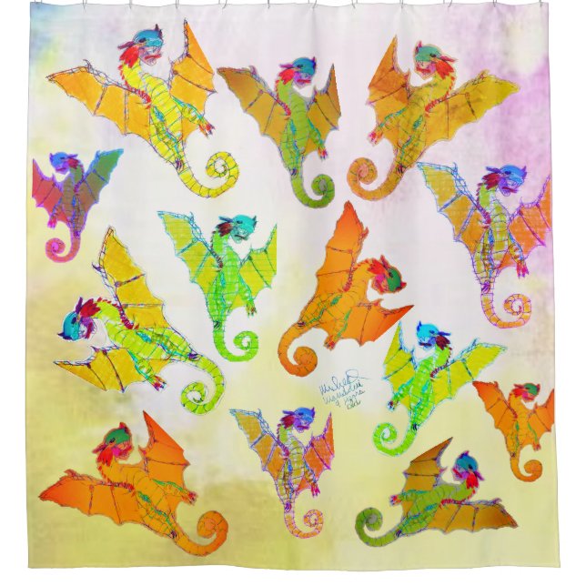 Art by Micheal Dragon Shower Curtain (Front)