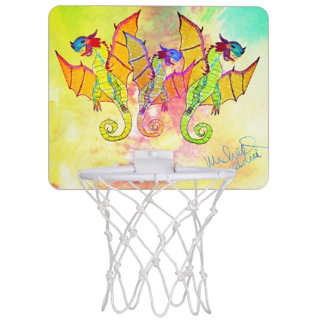 Art by Micheal Dragons Mini Basket Ball Hoop (Front)