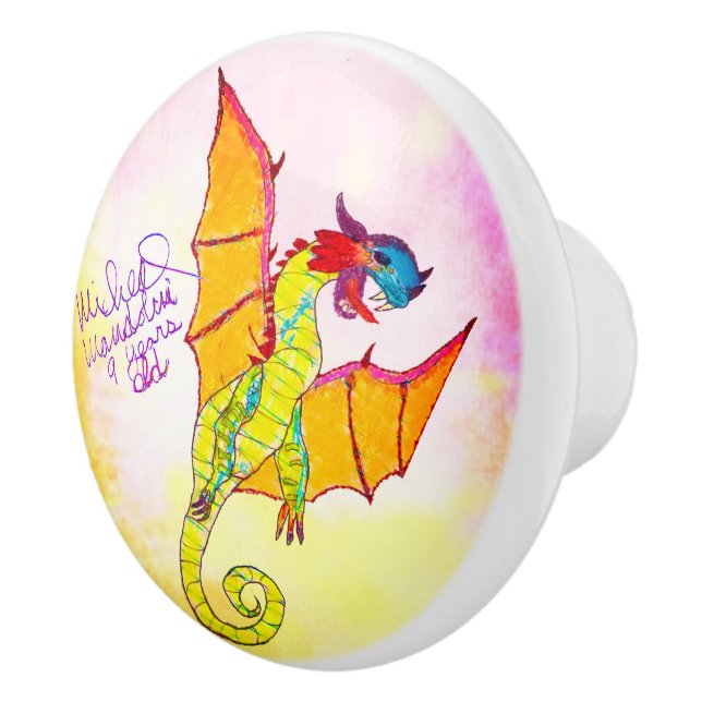 Art by Micheal Sangria Dragon Ceramic Knob (Right)
