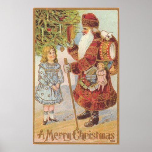 ART CANVAS AUTHENTIC 1800s CHRISTMAS ART REPRO Poster