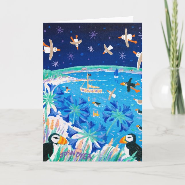 Art Card: Scilly Puffins and Gulls, Pentle Bay Card (Front)