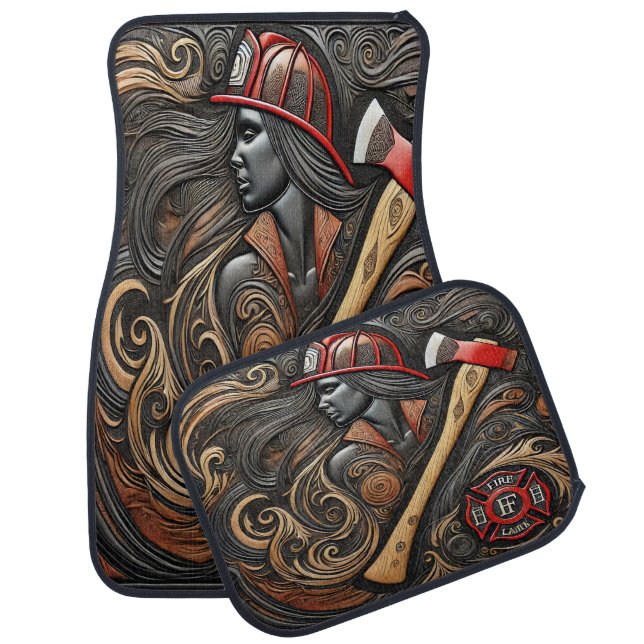 Art Celebrates Firefighter Strength Car Floor Mat (Set)