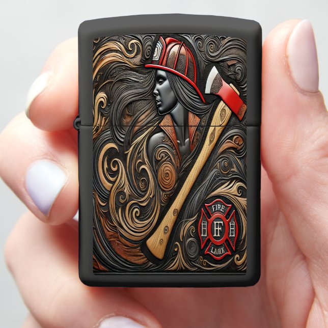 Art Celebrates Firefighter Strength Zippo Lighter (In Hand)