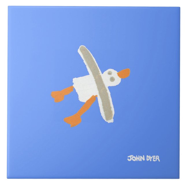 Art Ceramic Tile: John Dyer Flying Seagull Ceramic Tile (Front)