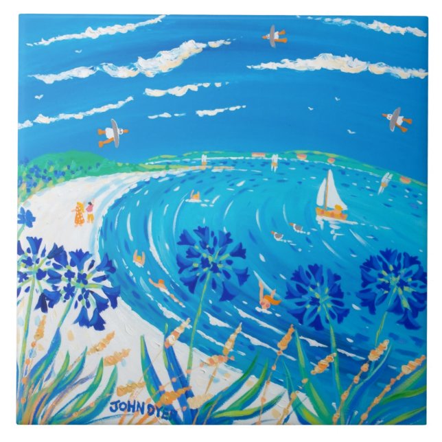 Art Ceramic Tile: John Dyer Scilly Blue View Tile (Front)