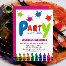 Art childrens party birthday Invitation