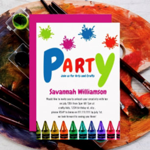 Art childrens party birthday Invitation