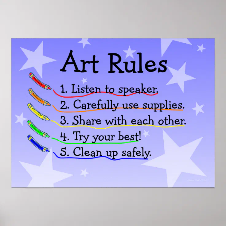 Art Class Rules Poster | Zazzle