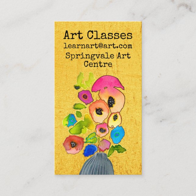 Art Classes artist floral business Business Card (Front)