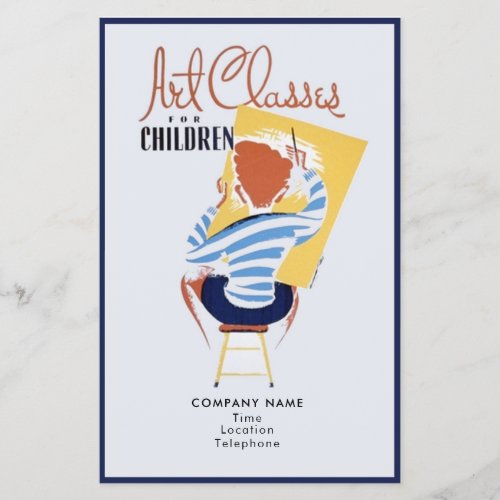 Art Classes for Children Vintage Retro Promo Flyer