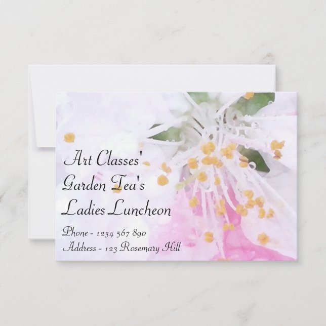 Art Classes Ladies Luncheon Garden Tea's Invitation (Front)