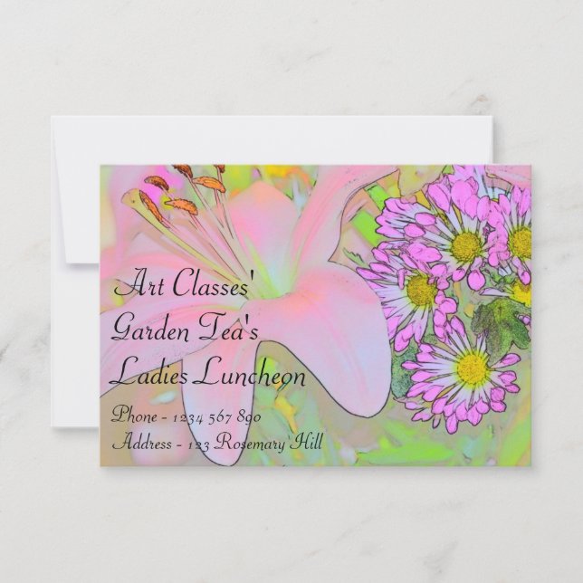 Art Classes Ladies Luncheon Garden Tea's Invitation (Front)