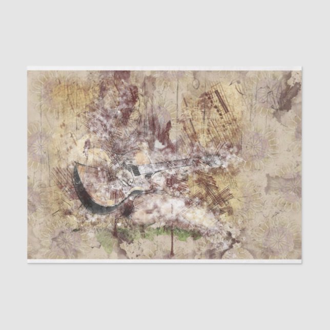 Art Collage Guitar Music 33 Decoupage Tissue Paper (Front)