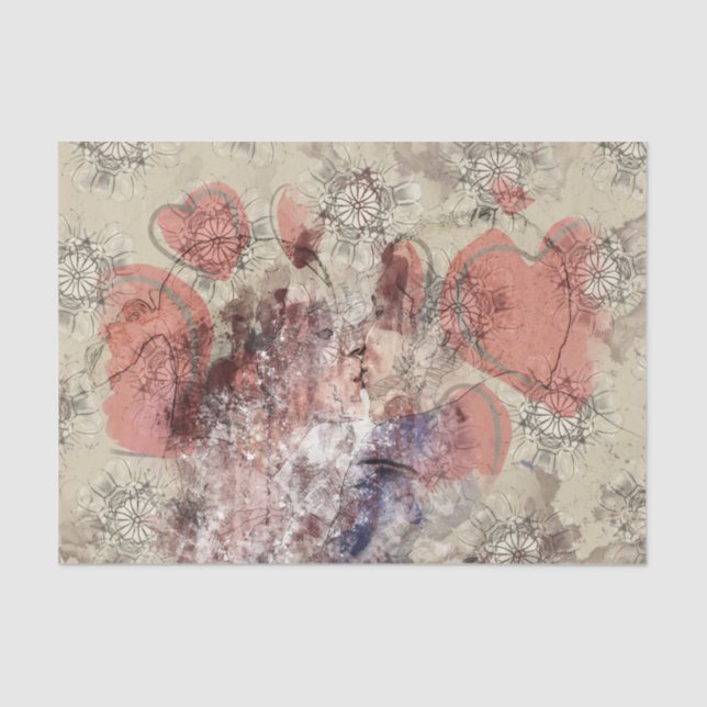 Art Collage Hearts 24 Decoupage Tissue Paper (Front)