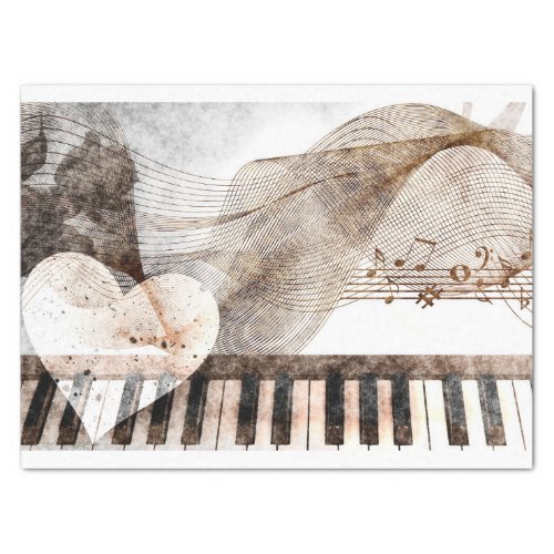 Art Collage Music Piano 30 Decoupage Tissue Paper