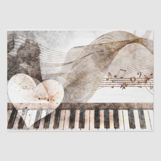 Art Collage Music Piano 30 Decoupage Tissue Paper (Front)