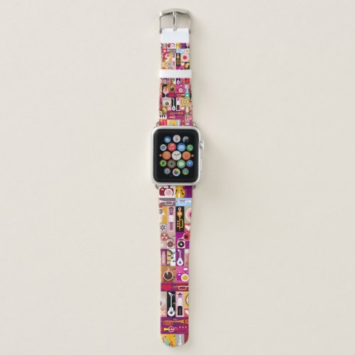 Art collage musical vintage illustration Patchwo Apple Watch Band