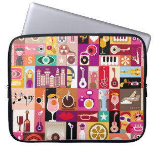 Art collage, musical vintage illustration. Patchwo Laptop Sleeve