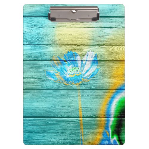 Art Color Acrylic Flower Painting on Wood Clipboard