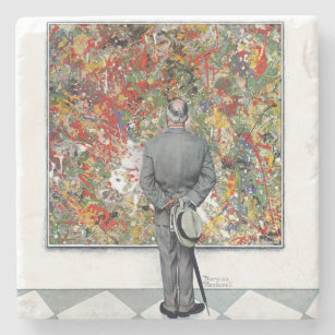 Art Connoisseur by Norman Rockwell Stone Coaster