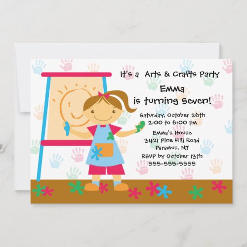 Art &amp; Craft Birthday Party Personalized Invites