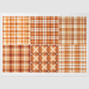 Art Craft Fall Theme Orange Brown Plaid Pattern 2 Tissue Paper