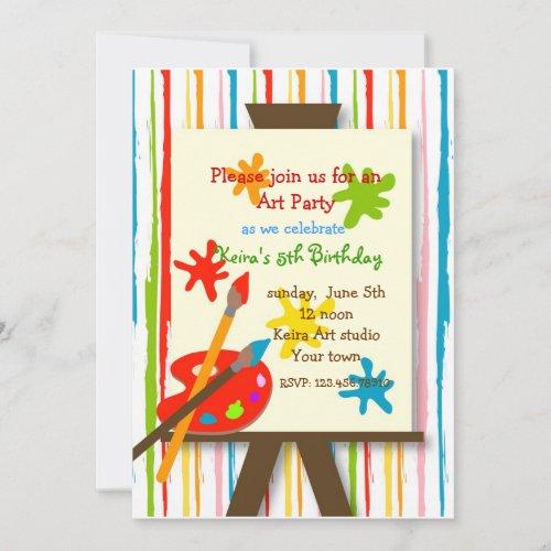 Art Crafts Painting Birthday Party Invitations
