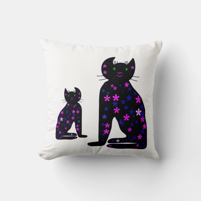 Art ,Cute Cat Clipart Throw Pillow (Front)