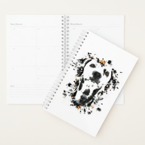 Art Dalmatian Watercolor Cute Dalmatian Dog Face Planner