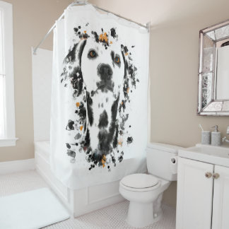 Art Dalmatian Watercolor, Cute Dalmatian Dog Face Shower Curtain