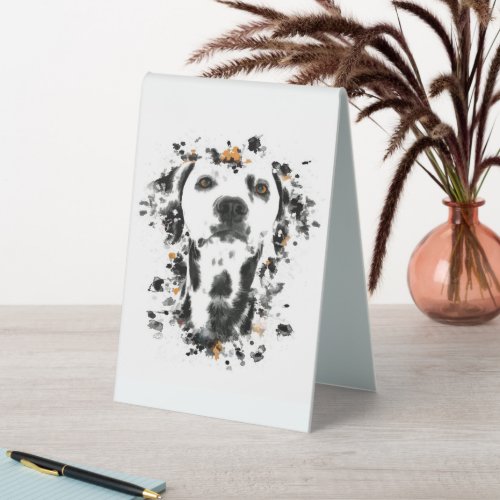 Art Dalmatian Watercolor Cute Dalmatian Dog Face Table Tent Sign