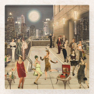 Art Decco Skyline Glass Coaster