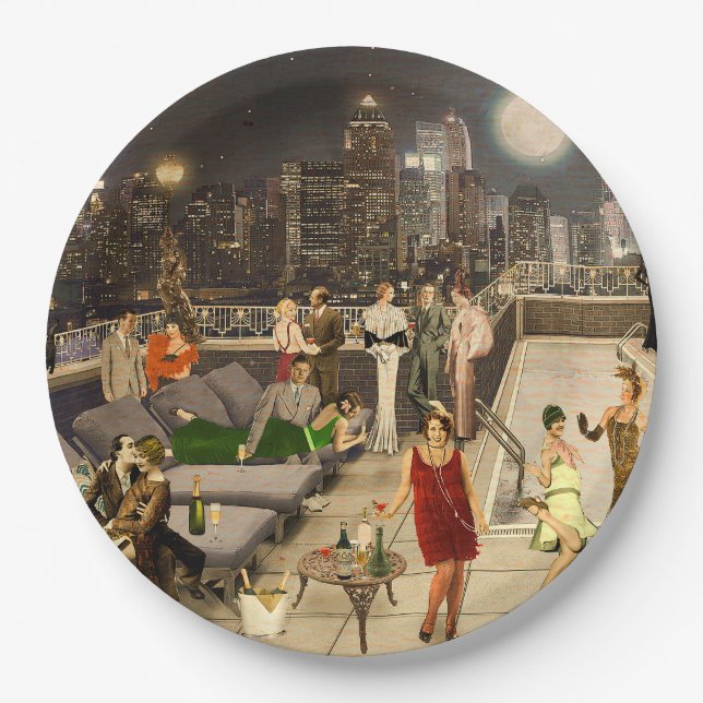 Art Decco Skyline Paper Plates (Front)