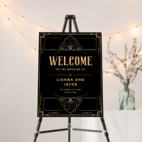 Art Deco 1920 Black Gold Elegant Wedding Welcome