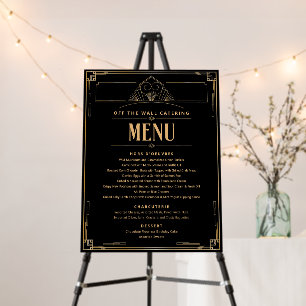 Art Deco 1920 Black Gold Wedding Menu Foam Board