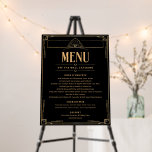 Art Deco 1920 Black Gold Wedding Menu Sign<br><div class="desc">Add a touch of vintage sophistication to your reception with this Art Deco 1920 Black Gold Wedding Menu Sign. Designed with a rich black and gold color scheme and bold geometric patterns, it captures the timeless elegance of the Great Gatsby era—perfect for a classic and stylish Art Deco wedding. If...</div>