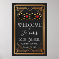 Roaring 20's - 1920s Art Deco Jazz Party Welcome Yard Sign - Gold