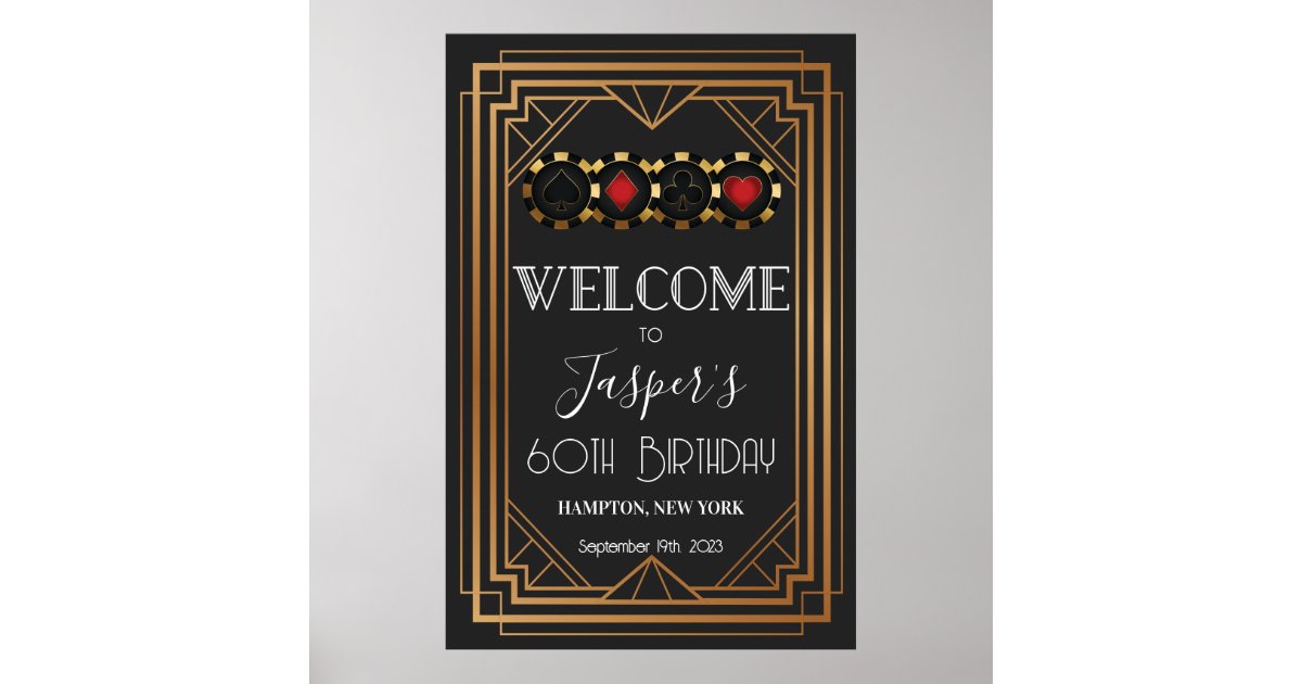 Roaring 20's - 1920s Art Deco Jazz Party Welcome Yard Sign - Gold