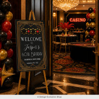 Art Deco 1920s Black and Gold Casino Welcome Sign
