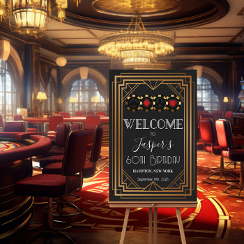 Art Deco 1920s Black And Gold Casino Welcome Sign by PaperandPomp at Zazzle